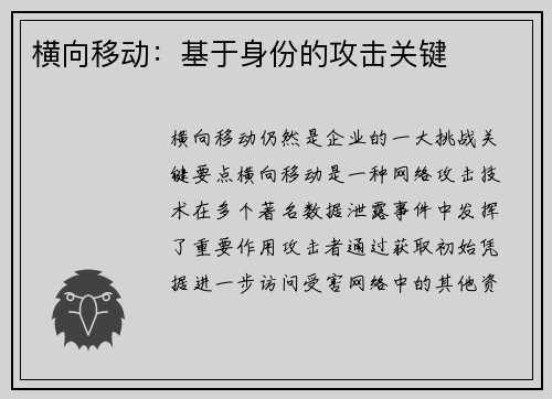 横向移动:基于身份的攻击关键 横向移动:基于身份的攻击关键